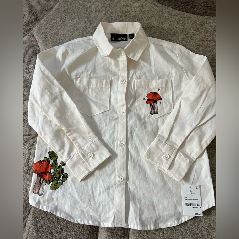 Harry Potter Wizarding World White/Herbology Long Sleeves Shirt Toddler Size 4/5